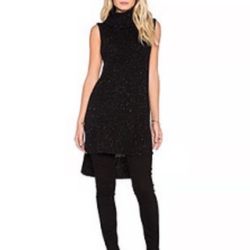 Sam Edelman black sleeveless knit turtleneck & cowl neck sweater tunic size S