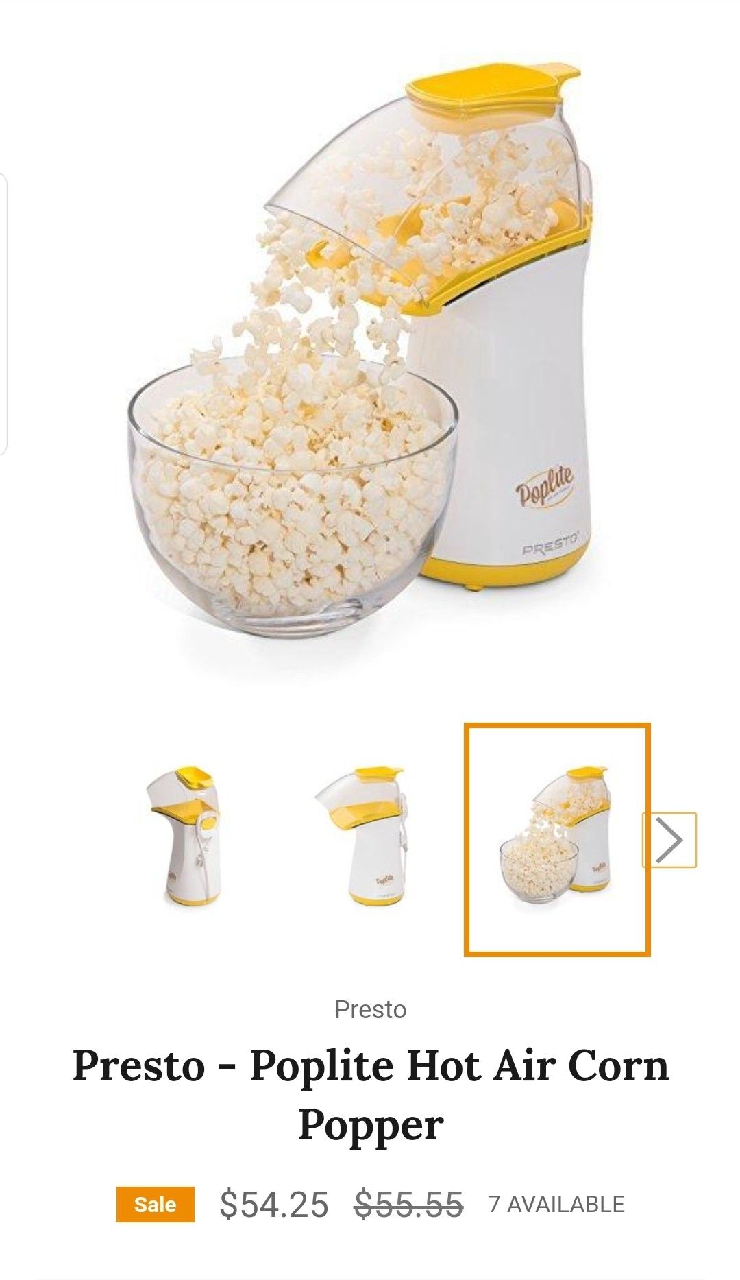 **LIKE NEW** Presto Poplite Hot Air Corn Popper
