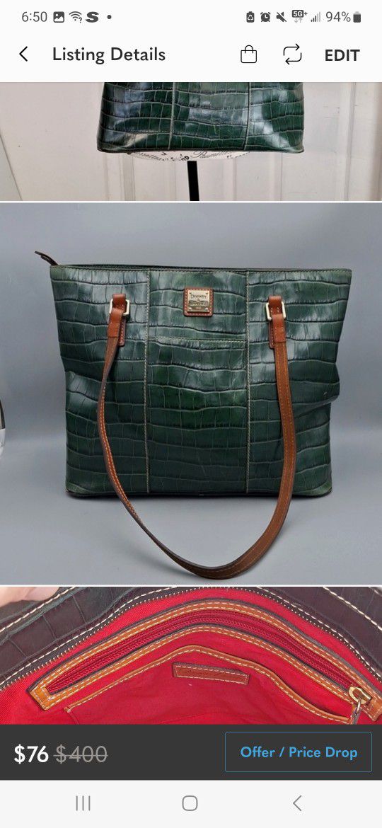 Large Dooney & Bourke Croc Leather Bag