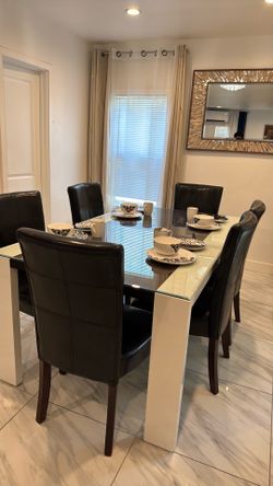 Dining Table and 6 Chair Set with  4 Table setting
