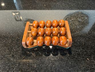 Relaxing Foot Roller with 3 Rows of Spinning Wood Beads for Reflexology Massage