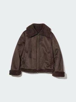 Uniqlo women's faux suede shearling collar jacket