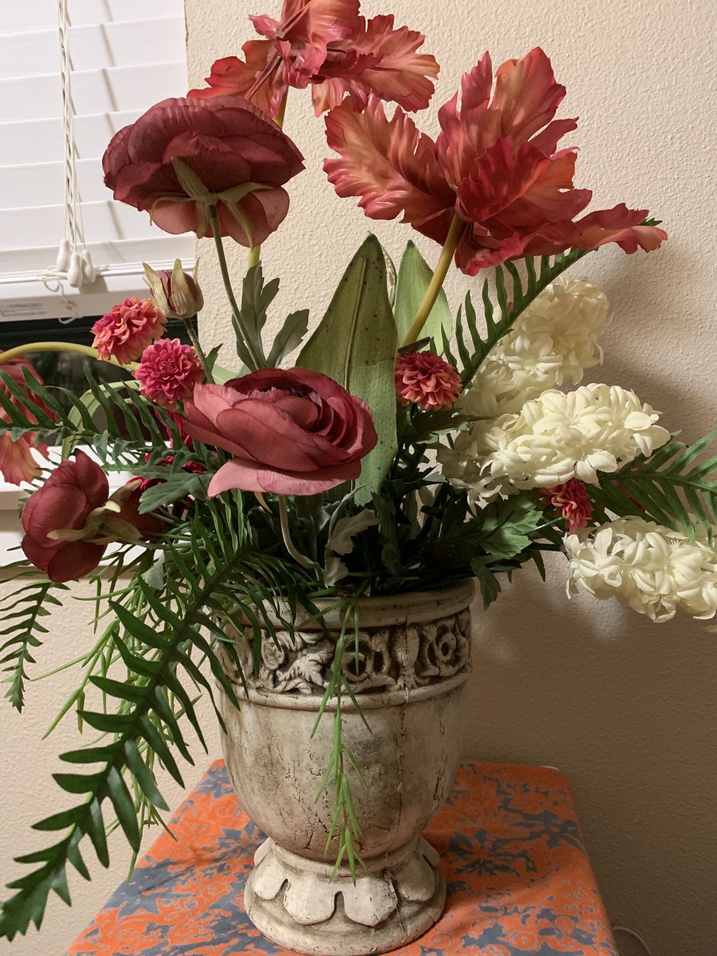 Fake Flower in Vintage Vase/Pot