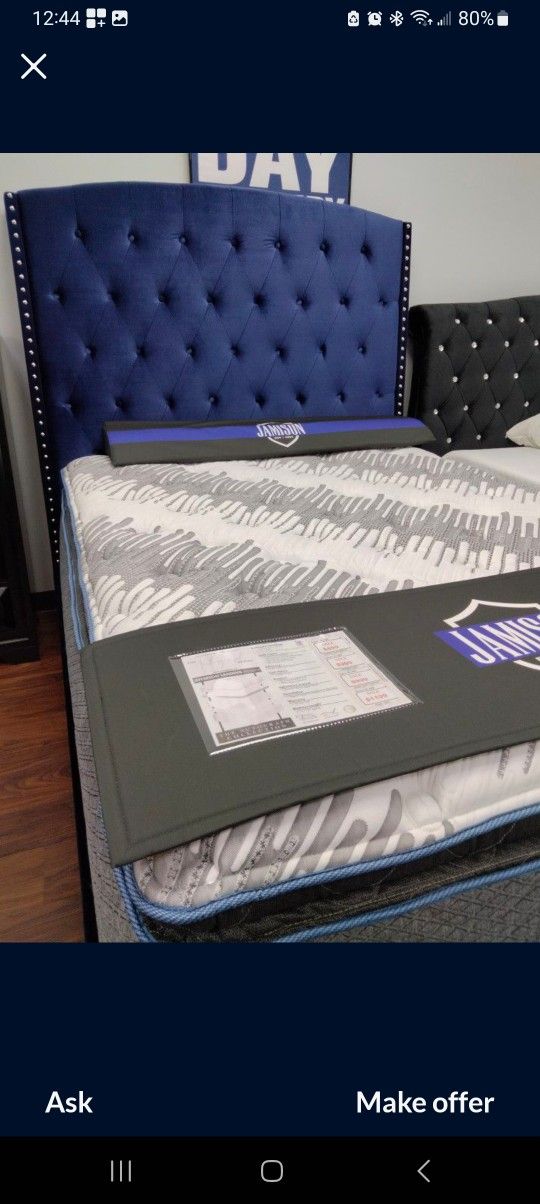 Royal Blue Velvet Fabric Queen/King Beds $299 To $399 Unreal Pricing!!! Delivery Available