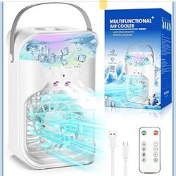 Small Portable Air Conditioners, Portable AC Unit w/Remote, 1.5L Water Tank, 3 Speeds, 2 Cool Mist, 3 Timers, 7 Night Light, Mini Air Conditioner, Per