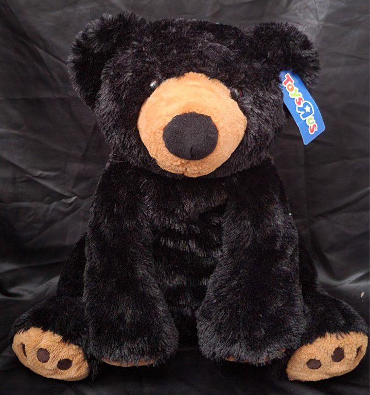 Toys R Us Black Brown Teddy Bear Plush Stuffed Animal Large Soft Fur 22" 2016