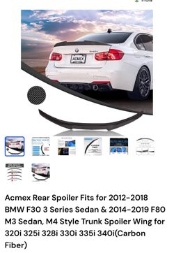 Acmex Rear Spoiler Fits for 2012-2018 BMW F3O 3 Series Sedan & 2014-2019 F80 M3 Sedan, M4 Style Trunk Spoiler Wing for 320i 325i 328i 330i 335i 340i(C