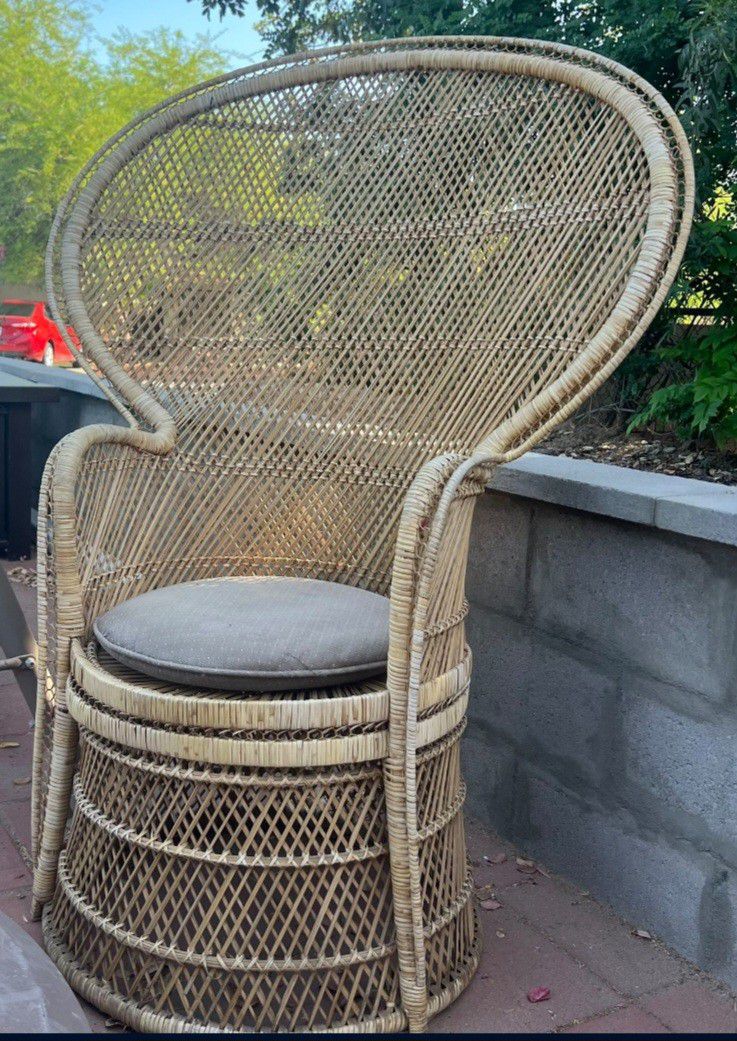Vintage Peacock Chair With Cushion