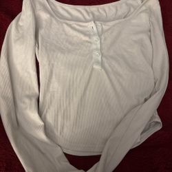 SHEIN White ribbed long sleeve shirt