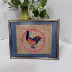 Vintage Mid Century bird art Embroidery
