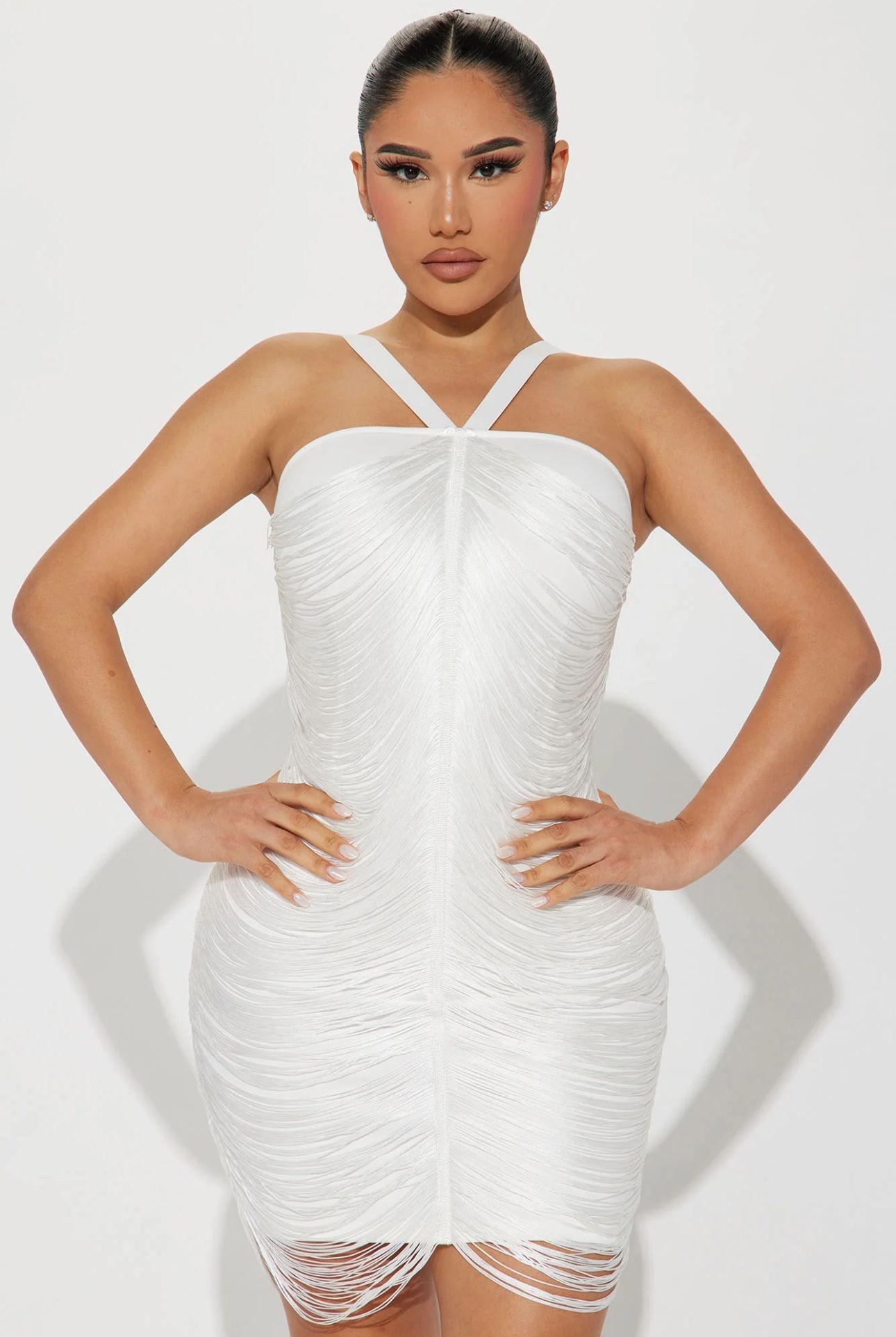 White Fringe Fashion nova Dress 