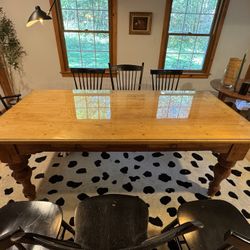 Large 7ft Wood Dinning Table