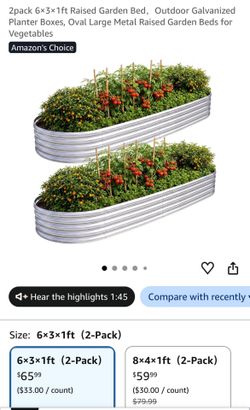 New pac of 2 6x3x1 ft galvanized raised garden bed