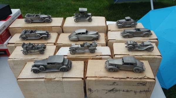 11 Danbury Mint Vintage Pewter Cars