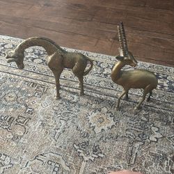 Vintage Brass Animal Figurines Giraffe and Gazelle