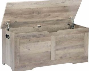 Rustic Gray Wood Storage Chest Trunk