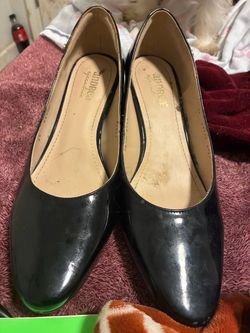 Andrea Black Leather Heels