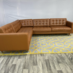 ( Delivery Available ) Ikea Morabo Leather Brown Sectional Couch
