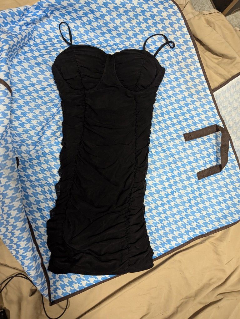 Black Ruffly Cocktail Dress From Shinestar