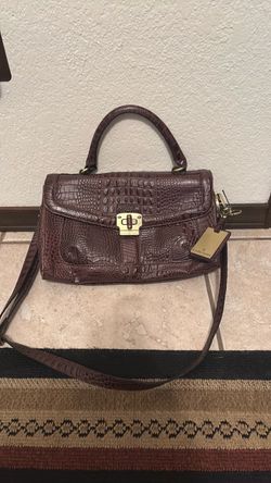 Etienne Aigner Brown Croc-Embossed Leather Handbag
