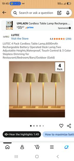 4 Pack Cordless Table Lamp,