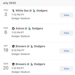 Dodger Tickets - Price Upon Request 