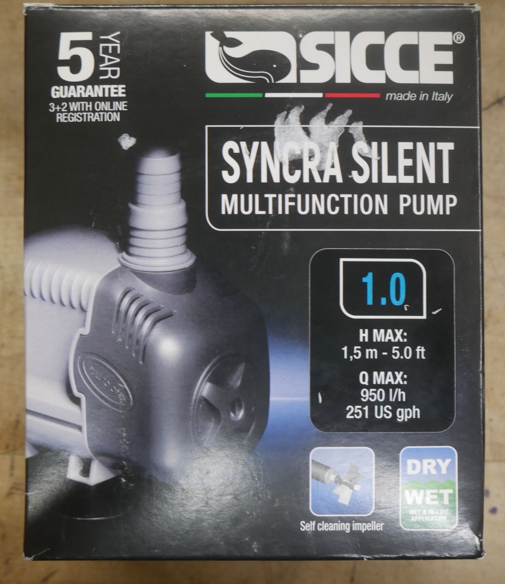 SICCE Syncra Silent 1.0 Multifunction 251 GPH Submersible Water Pump NEW IN BOX