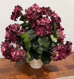Maroon Hydrangea Artificial Floral Arrangement / Centerpiece