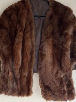 Vintage Herzberg's Enid brown fur mink shoulder stope lined Women’s Sz Small