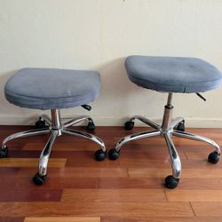Adjustable rolling padded task chairs stools, 2 for $40