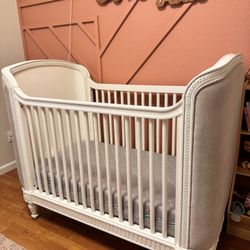 Restoration Hardware Belle Upholstered Crib + Mattress