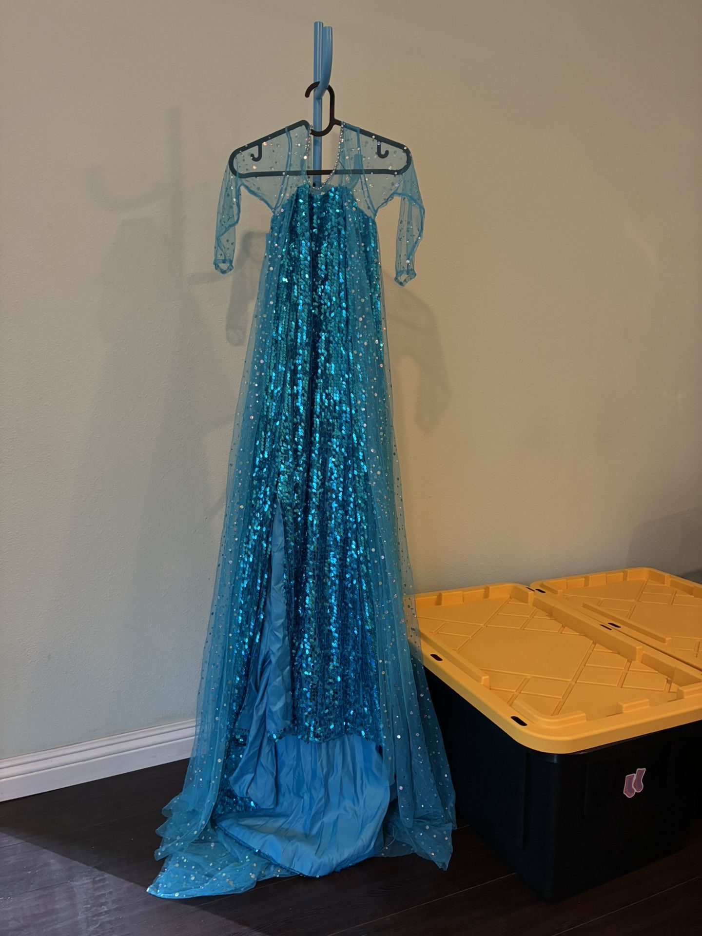 Elsa like dress, very very long train, sequin dress