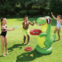Inflatable Dinosaur Ball Toss Pool Game - Summer Fun for Kids