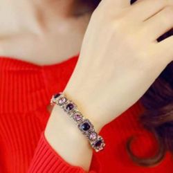 Pink & purple diamond bracelet stretch bracelet women jewelry Rhinestone Crystal Chains