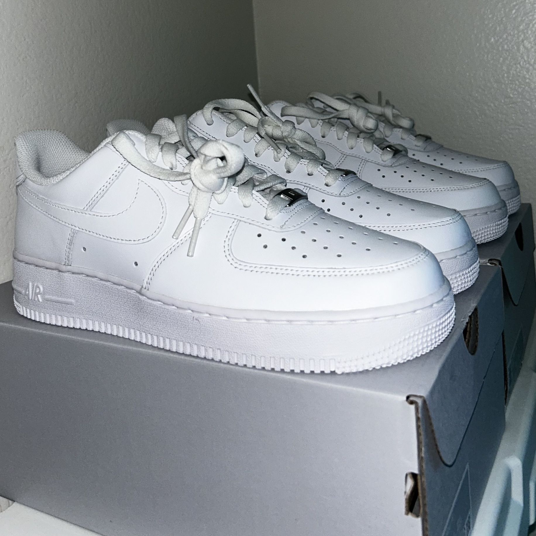 Size 9 - Nike Air Force 1 Low '07 - White - (PACKAGE DEAL: TWO PAIRS FOR $195)