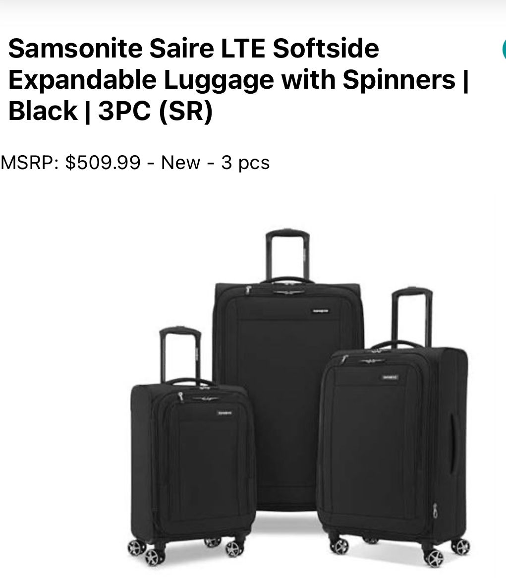 Samsonite Saire LTE Softside Expandable Luggage with Spinners | Black | 3PC (CO/MED/LG)