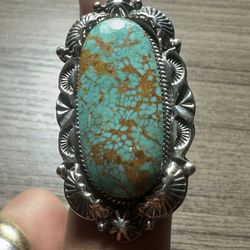 Navajo Running Bear Turquoise And Sterling Ring 