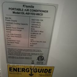 Kismile portable air conditioner Model: OL-A011D2-06CD