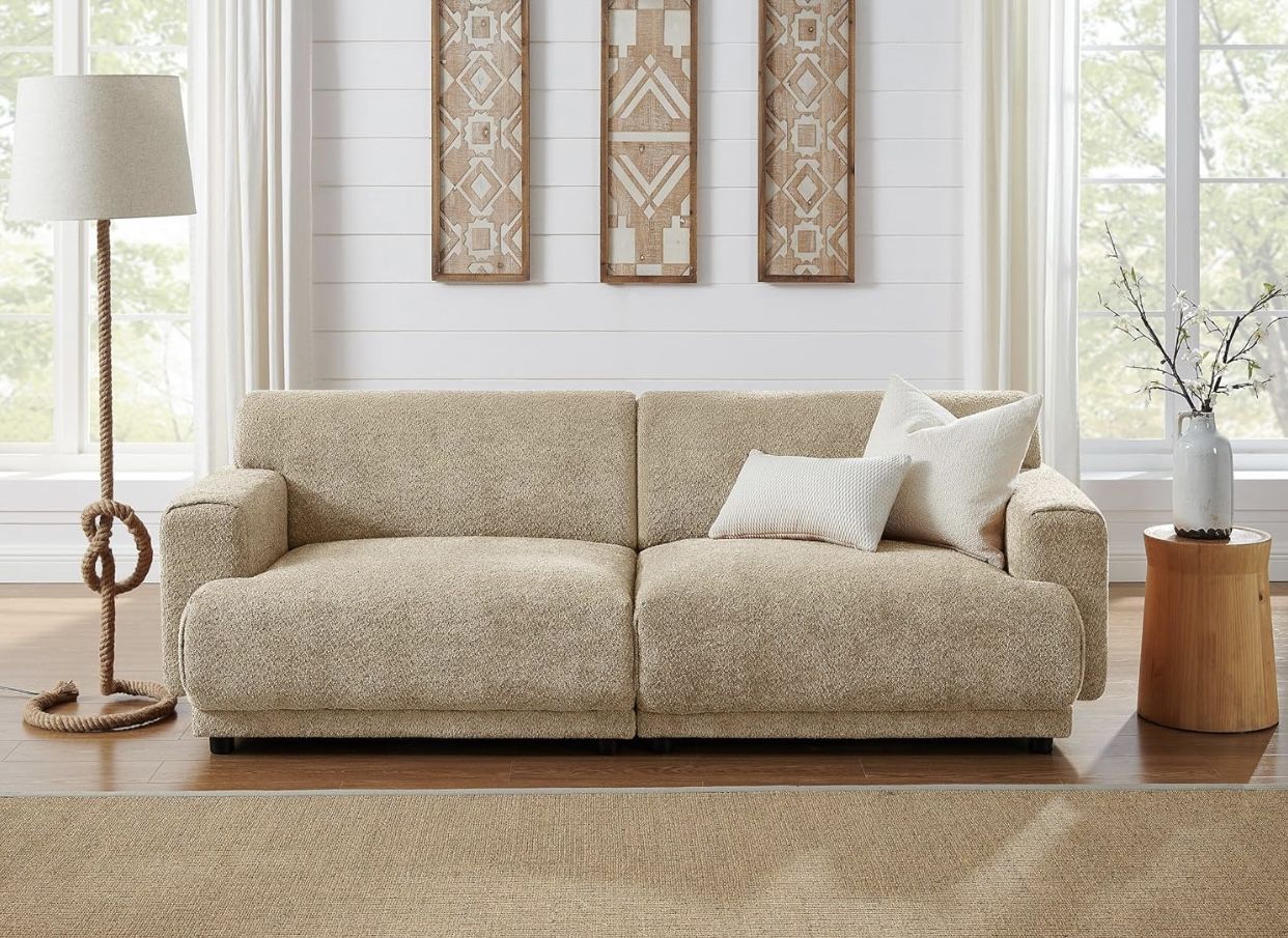 New in box Vanomi 88 Inches Loveseat Sofa, Modern Boucle Fabric Couch Sofa (retail $830)