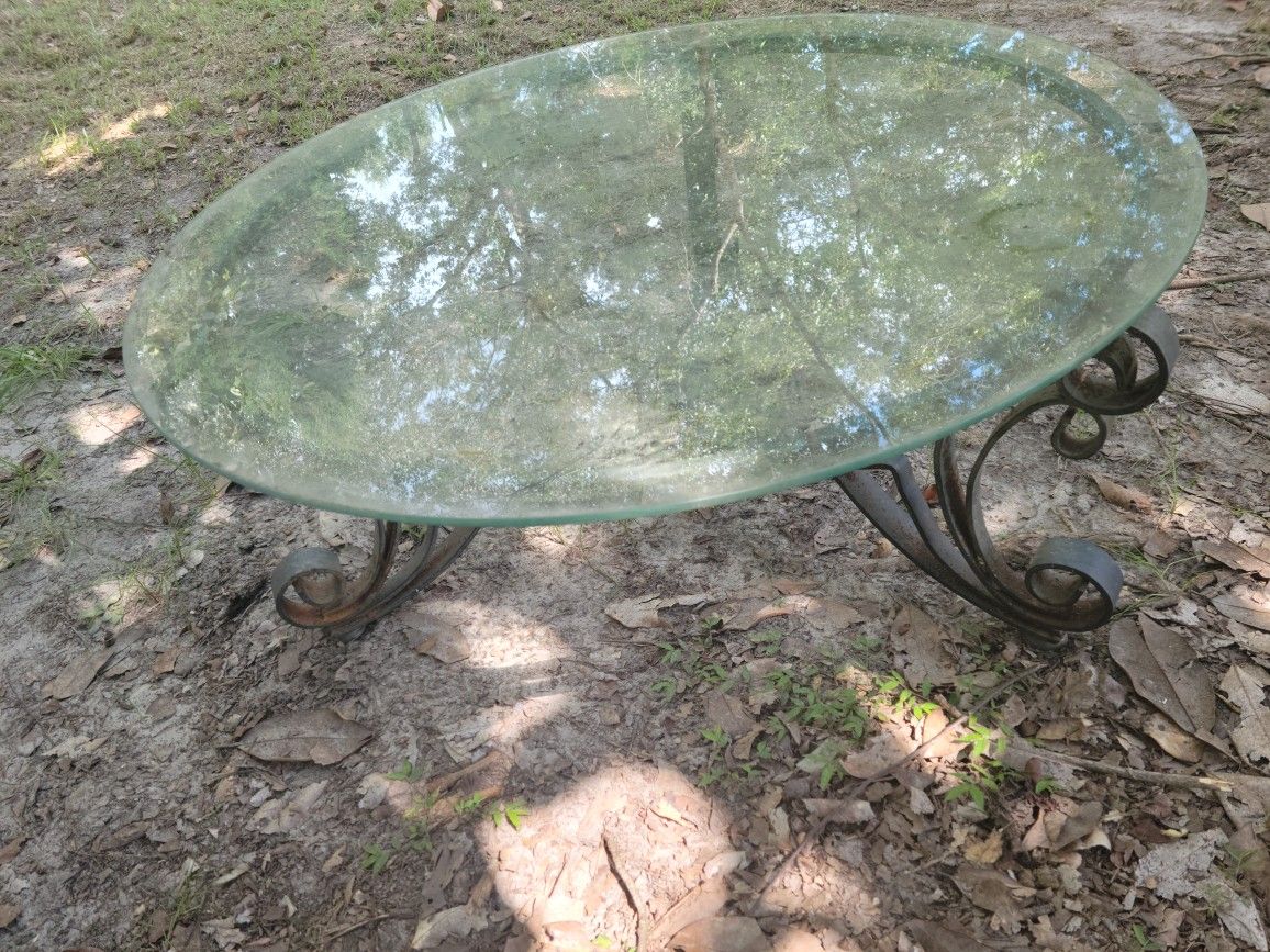 Glass And Iron Table