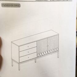 Tamworth 59'' White and Gold Sideboard (Partial-Missing Parts)