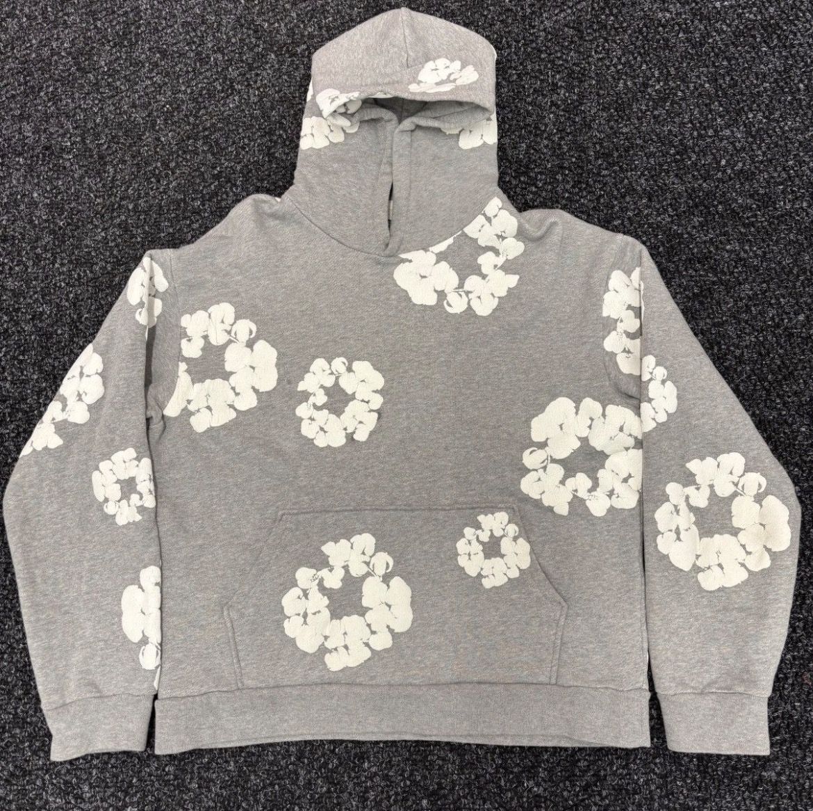 Gray Denim Tear Wreath Hoodie Sweatshirt