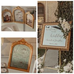 Gold Vintage Mirror Wedding Signs