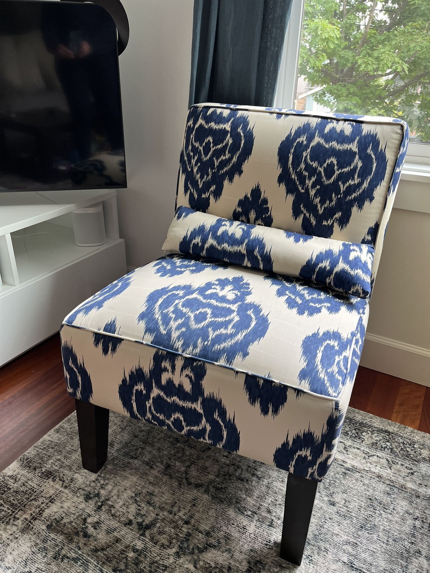 Blue and White Slipper Chair