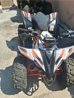 Youth ATV Four Wheeler White Orange