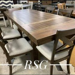 Dining Set Table with Leaves and 6 Chairs ⭐No Needed Credit Check 💛 $39 Down Payment with Financing2105