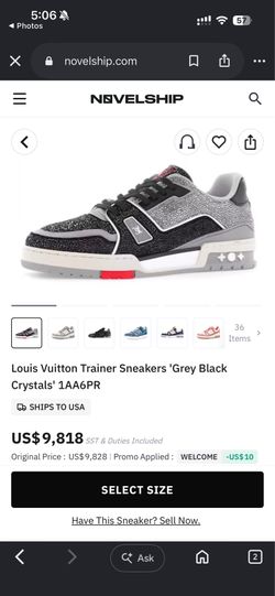 Louis Vuitton Trainer Sneakers 'Grey Black Crystals' 1AA6PR