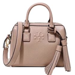 Tory Burch pink leather handbag with tassel 