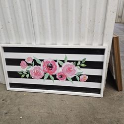 Wooden Floral Painting 