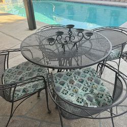 vintage Light, Iron Patio Table And Chairs